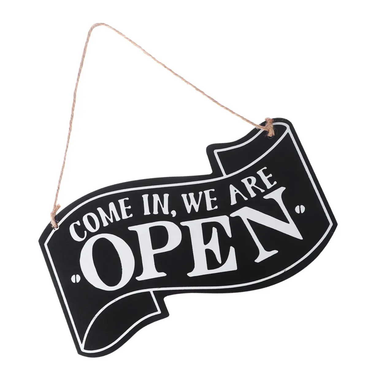 Wooden Open Closed Two Sided Vintage Business Sign Black High Density Wood Hang Decor Come in Door Sign for Cafe Shop Bar Club