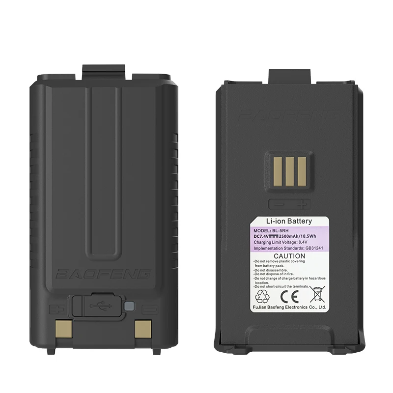 바오펑 UV-5RH 프로 맥스 배터리 GM-5RH, 리튬 이온 배터리 USB-C 충전기, BF-K5 플러스 UV-5GPlus 워키토키 충전식, 100% 정품