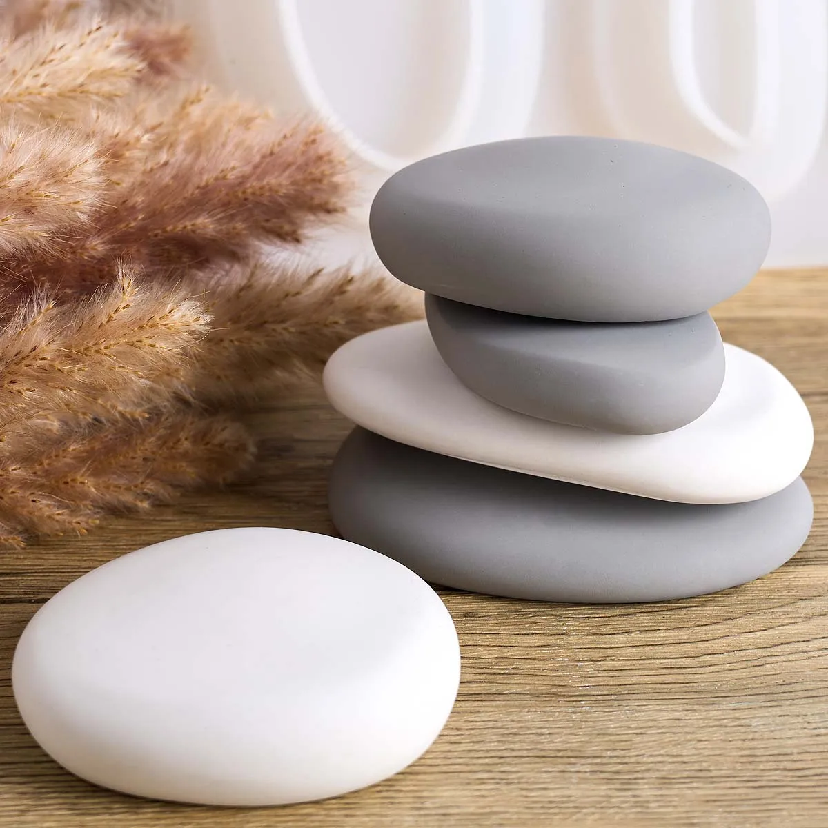 Molde de silicone para pedra diy e fabricação de artesanato, design de seixo oval grande, reutilizável, ideal para gesso, resina e argila, molde de artesanato diy
