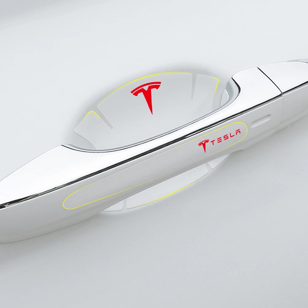 4/8 pçs adesivo de proteção da maçaneta da porta automática filme anti risco decoração do carro decalque para tesla modelo 3 modelo y modelo s modelo x bobina