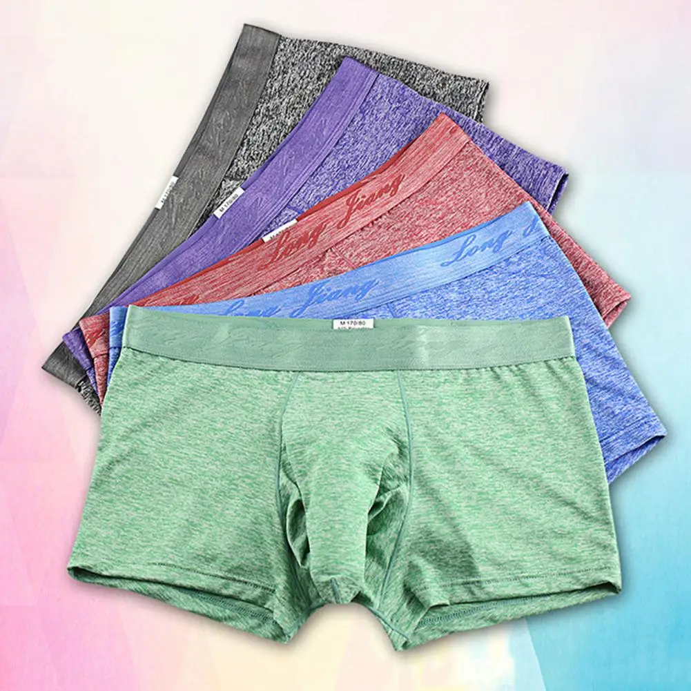 Popular  Boxer Underpants Men Sweat-absorbent U Convex Underwears Solid Color Underpants Fashion Underwears for Living Room