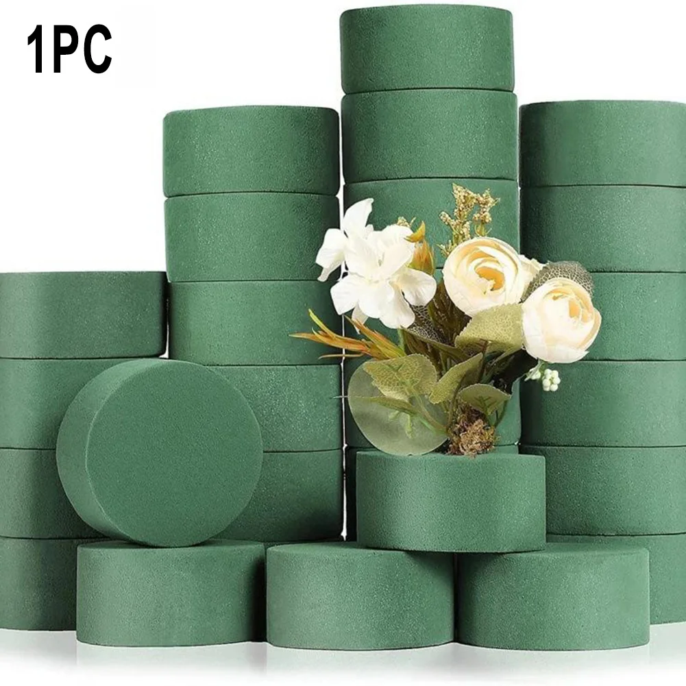 1pcs Bouquet Floral Foam Bricks Florist DIY Flower Packing Display Arrangement Wedding Aisle Green Foam Round Party Brick Decor