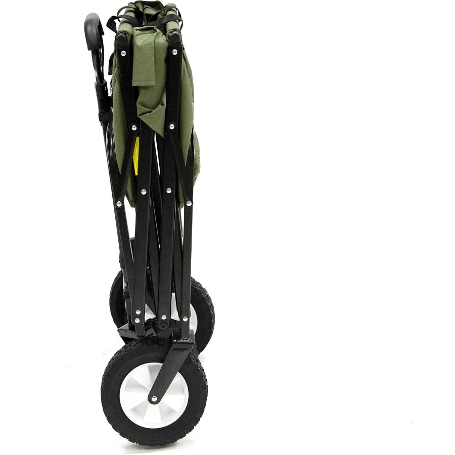 Chariot utilitaire de jardin pliant à cadre en acier vert pour transporter des outils de jardin, des plantes et des déchets de cour avec un Design Durable et