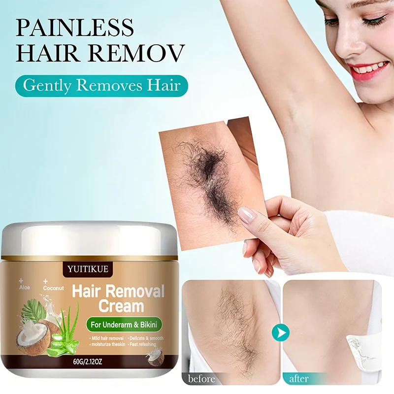 Crema Depilatoria YUITIKUE, Suave e Hidratante, Refrescante Rápido para una Piel Suave