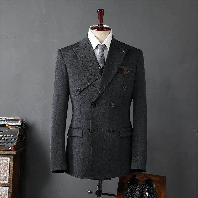 #9982-2 # Men's Double breasted Suit Set Men's Business Formal Korean Best Man's Wedding Suit Groom's Two Piece Set