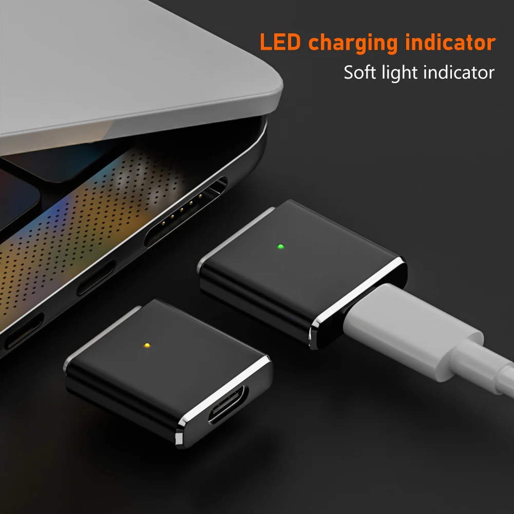 อะแดปเตอร์สายชาร์จเร็ว Type-C ตัวเมีย เป็น Magsafe 3 ตัวผู้ 100W 20V 5A PD3.1 สำหรับ MacBook Air/Pro พร้อมไฟ LED