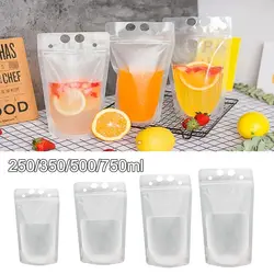 50Pcs Juice Coffee Drinks Seal Pouches  Kitchen Vertical Liquid Standing Bag Frosted Disposable Reclosable for Party