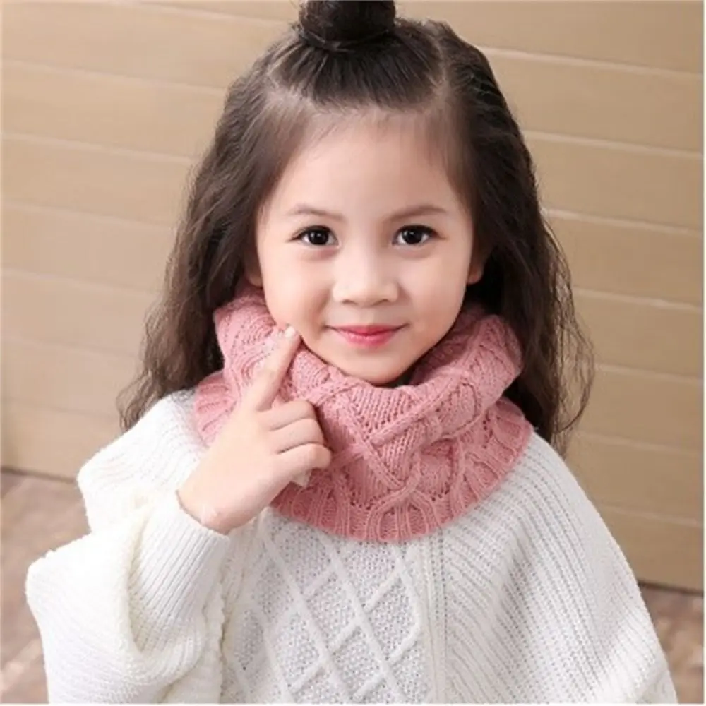 High Quality Knitted Kids Warm Knitted Scarves Thick Windproof Scarf Elastic Neck Collar Boy Girl