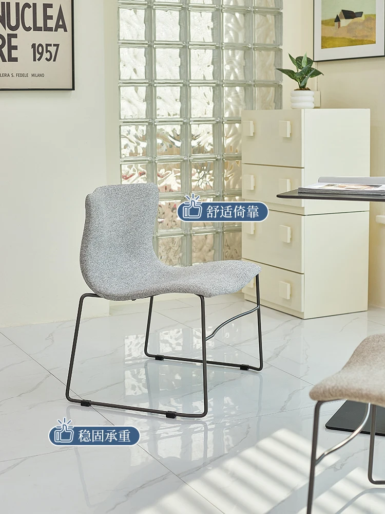 Nordic simple cotton and linen dining chair household single dining table and chair stackable wrought iron back chair