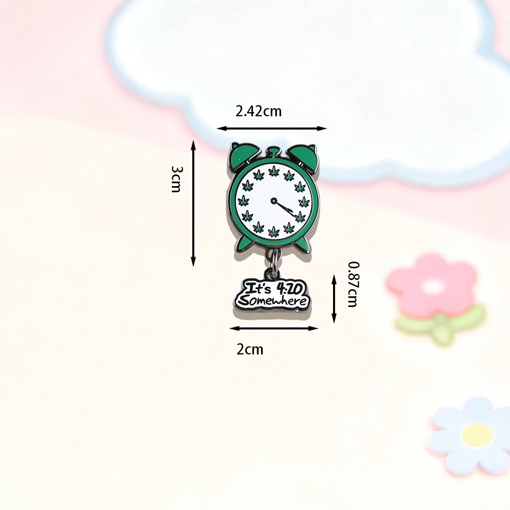 420 Alarm Clock Enamel Pin It's 4:20 Somewhere Badge World-Marijuana Day Jewelry Novelty Fun Hats Jeans Decorative