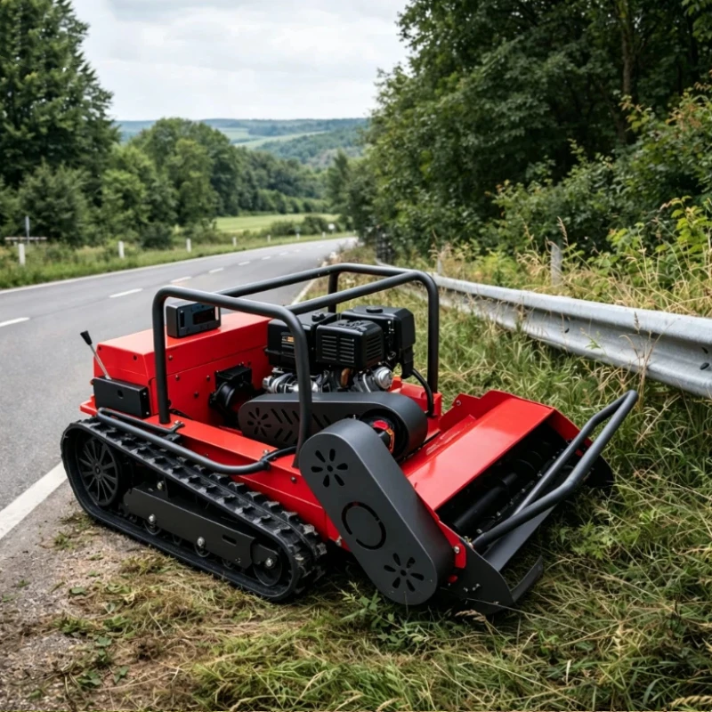 Wireless Remote Control Crawler Lawn Mower Customized Diesel Tracked Flail Mulcher 1000mm  Cutting Width Slope Grass Trimmer