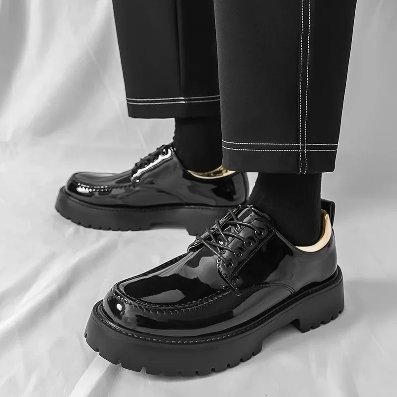 

High Quality Leather Shoes for Man Fashion Designer Luxury Men Dress Shoes Thick Soled Platform Men's Sneakers Zapatillas Hombre