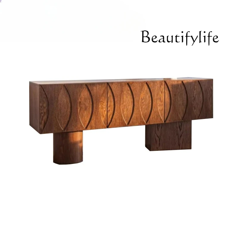 Minimalist Creative Walnut-Color Sideboard Cabinet Charming Wind Solid Wood Sideboard Entrance Cabinet