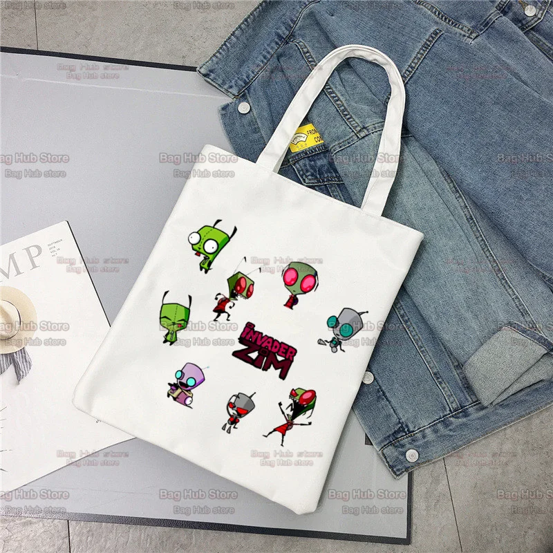 Reutilizável Eco Eco Shopping Bag, Invasor Zim imagem, Desenhos animados, Personalizado