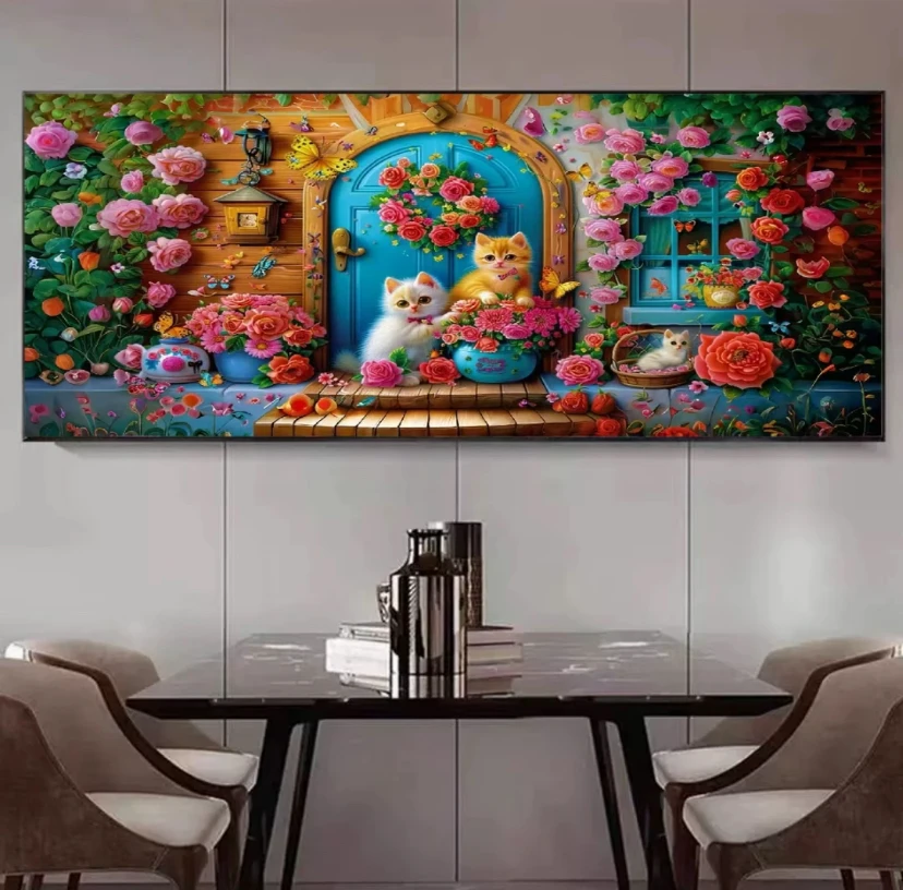 

9CT 14CT 11CT кошки цветы наборы с принтом вышивка крестиком DIY набор рукоделия домашний декор поделки с иглами нитки