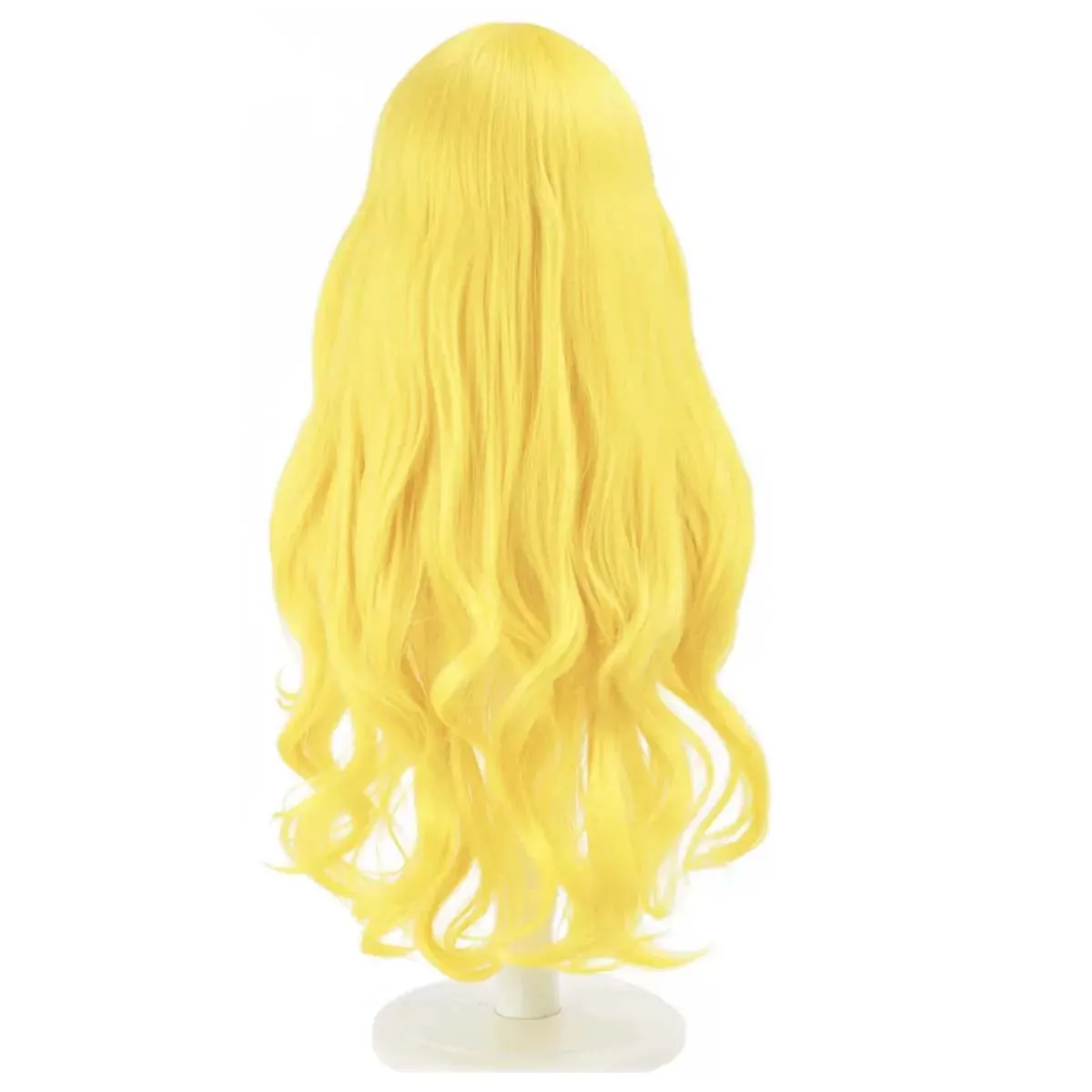 Game Stardew Valley Haley Cosplay Wig Bright Yellow Long Middle Part Wavy Heat Resistant Synthetic Hair Halloween Costume Props view 3