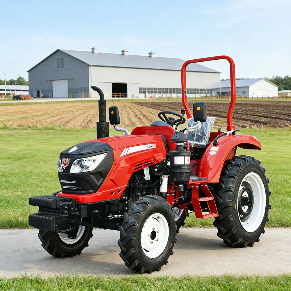 Compact 4WD Mini Backhoe Loader Tractor with Front End Loader Backhoe Pump & Gearbox 50HP