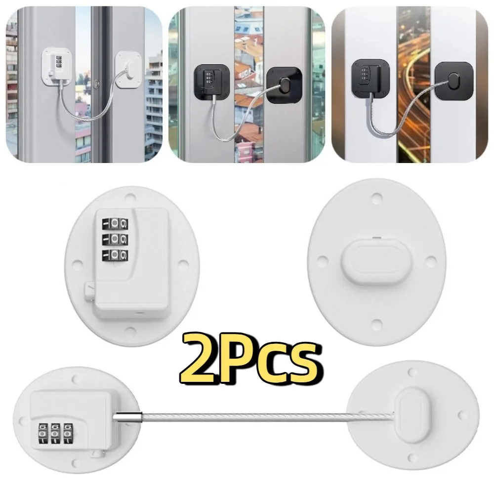 

2Pcs 3-digit Baby Safety Password Lock Multi-Functional No Punching Cabinet Fridge Door Lock Anti-Pinch Hand with Adhesive