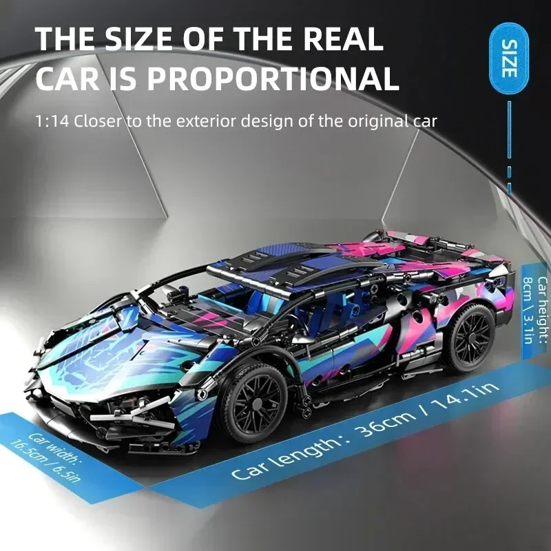 Technical Building Blocks Cyberpunk 1314PCS 1:10 Racing Car Static Model Or Remote Control Electric RC Car DIY Party Toy For Boy