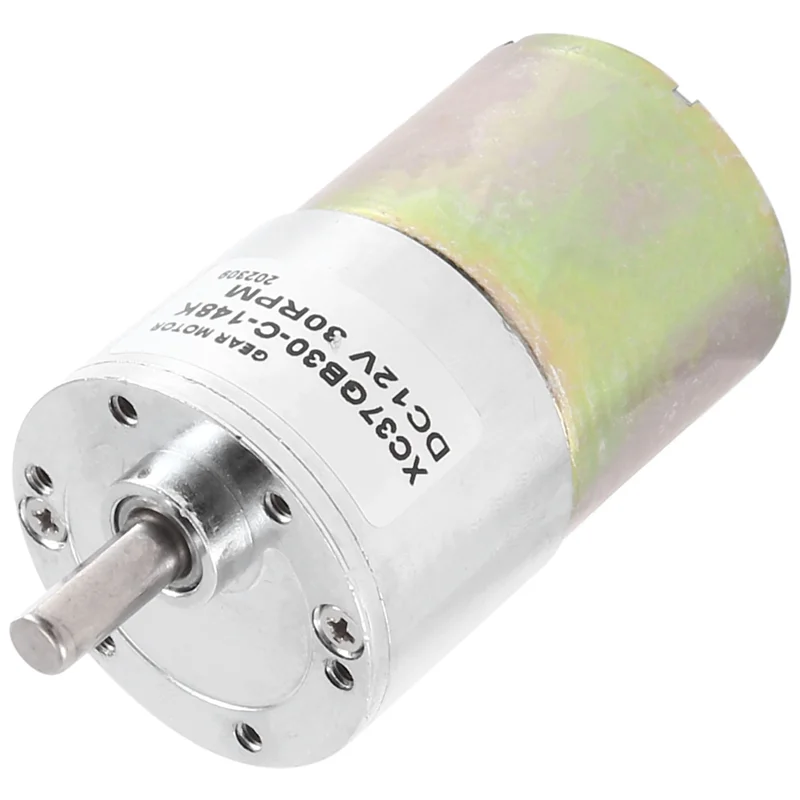 MAKE-DC 12V 30RPM Motor de engranaje de alto par eléctrico Mini Motorreductor de reducción de velocidad eje de salida excéntrico caja de cambios de 37Mm