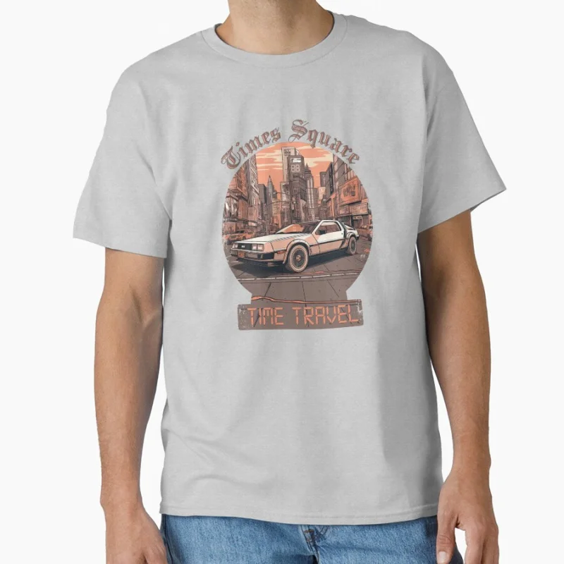 Time Travel DeLorean 80s movie Back To The Future timemachine Gift t shirt for men Large size tops 100% cotton printed clothes