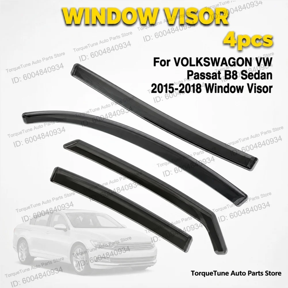 In Channel Inside Fit Premium Window Visor Wind Deflector For VOLKSWAGON VW Passat B8 Sedan 2015-2018 Direct Install