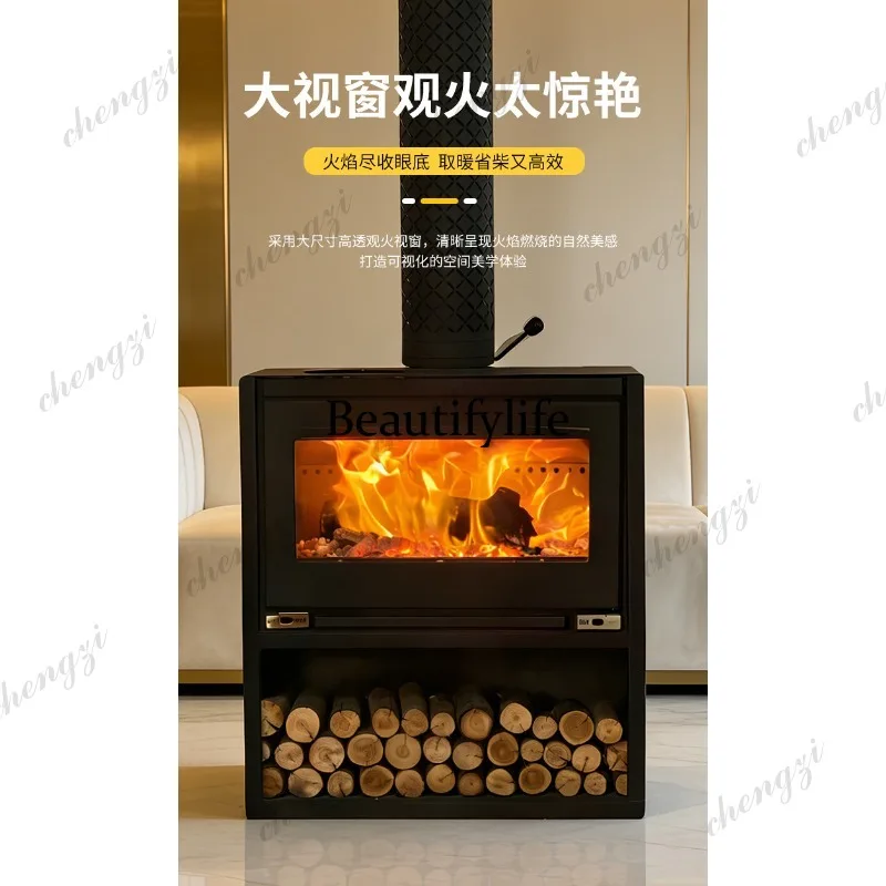 Real fire fireplace wood fire heating stove B & B villa decoration winter home indoor wood burning stove - view 4