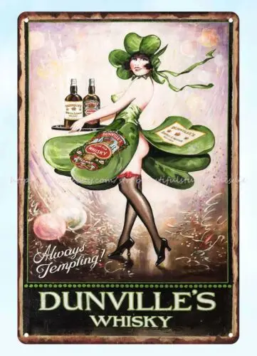 bar club outdoor plaques Dunville's Whisky Always Tempting metal tin sign