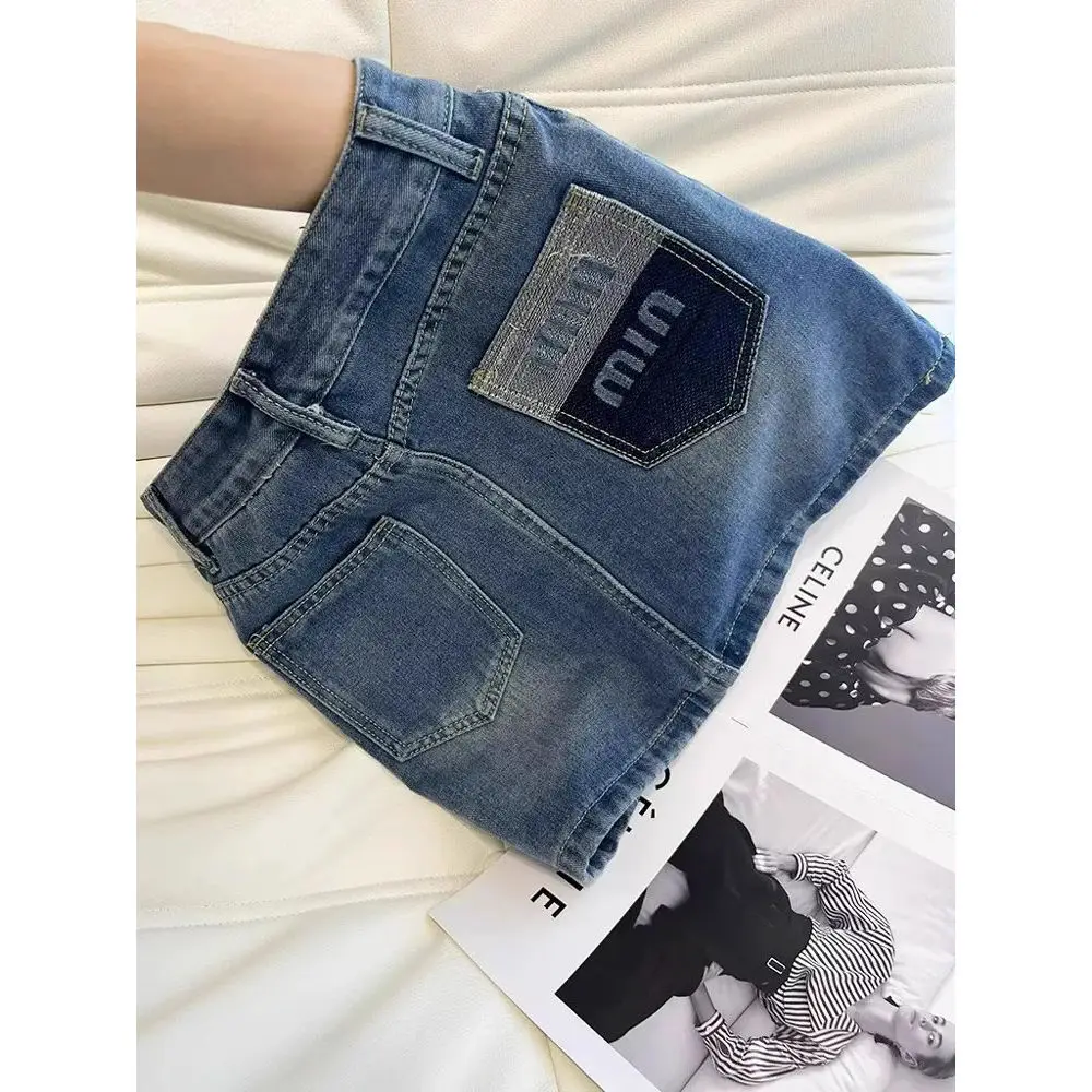 

Ladies Vintage Embroidered Denim Short Skirt Summer 2025 New Oversized High Waist Fashion Sexy A-line Skirt Women Slim Skirts