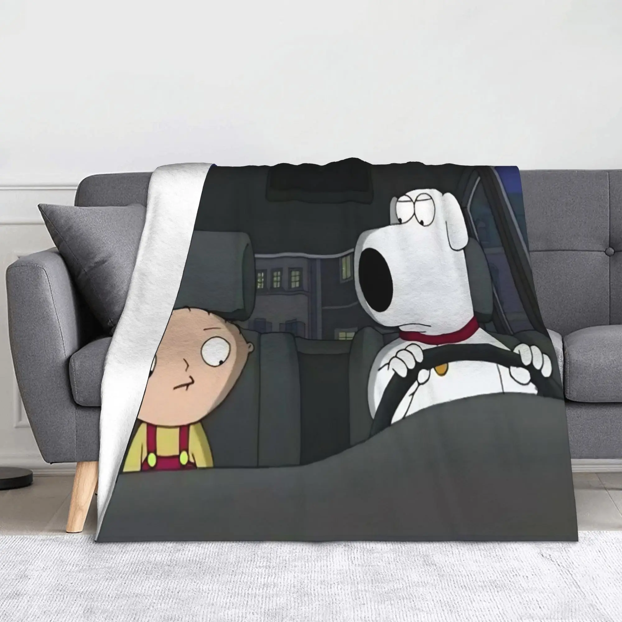 Familys Guys Anime Velvet Throw Blanket Brian Dog Drive Blankets for Bed Car Super Warm Quilt