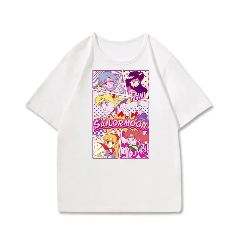 

Japanese Animation Joint Sailor Moon Cartoon Explosion Short-sleeved T-shirt Men and Women Summer Heavy Pure Cotton Loose