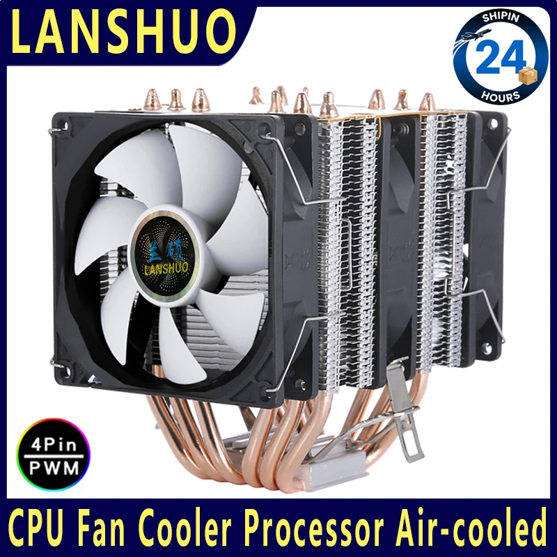 Lanshuo 6 torres duplas de tubo de calor, ventilador cooler de cpu x99 e5 i3 i5 i7 i9, processador compatível com lga115x 1200 1700 1851 2011 2066 am4 am5
