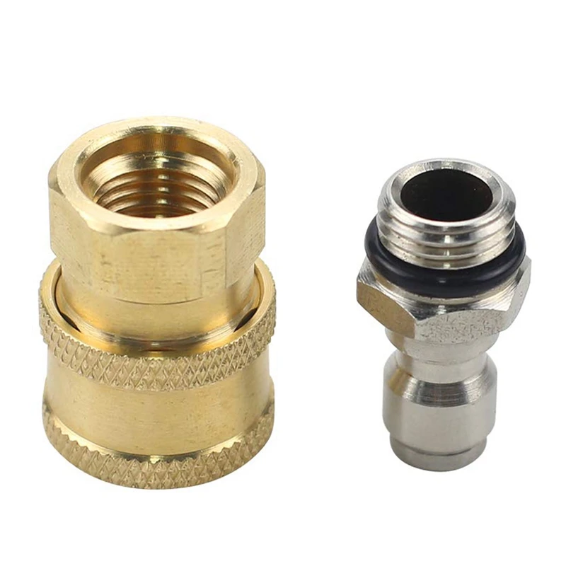 1pc Quick Connector+1pc Stainless Steel Ferrule+10pc Female Seals High Pressure Washer 1/4 Inch Quick Connector Adapter Set