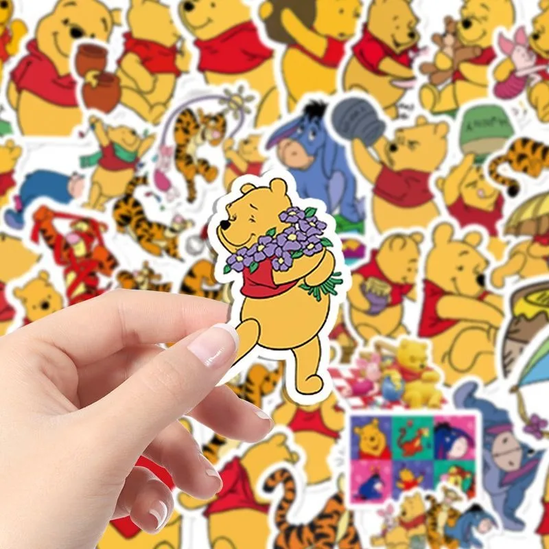 50 Sheets of Disney Winnie The Pooh Cartoon Animation Stickers Kawaii Fashion Simple Phone Case Laptop Waterproof Stickers