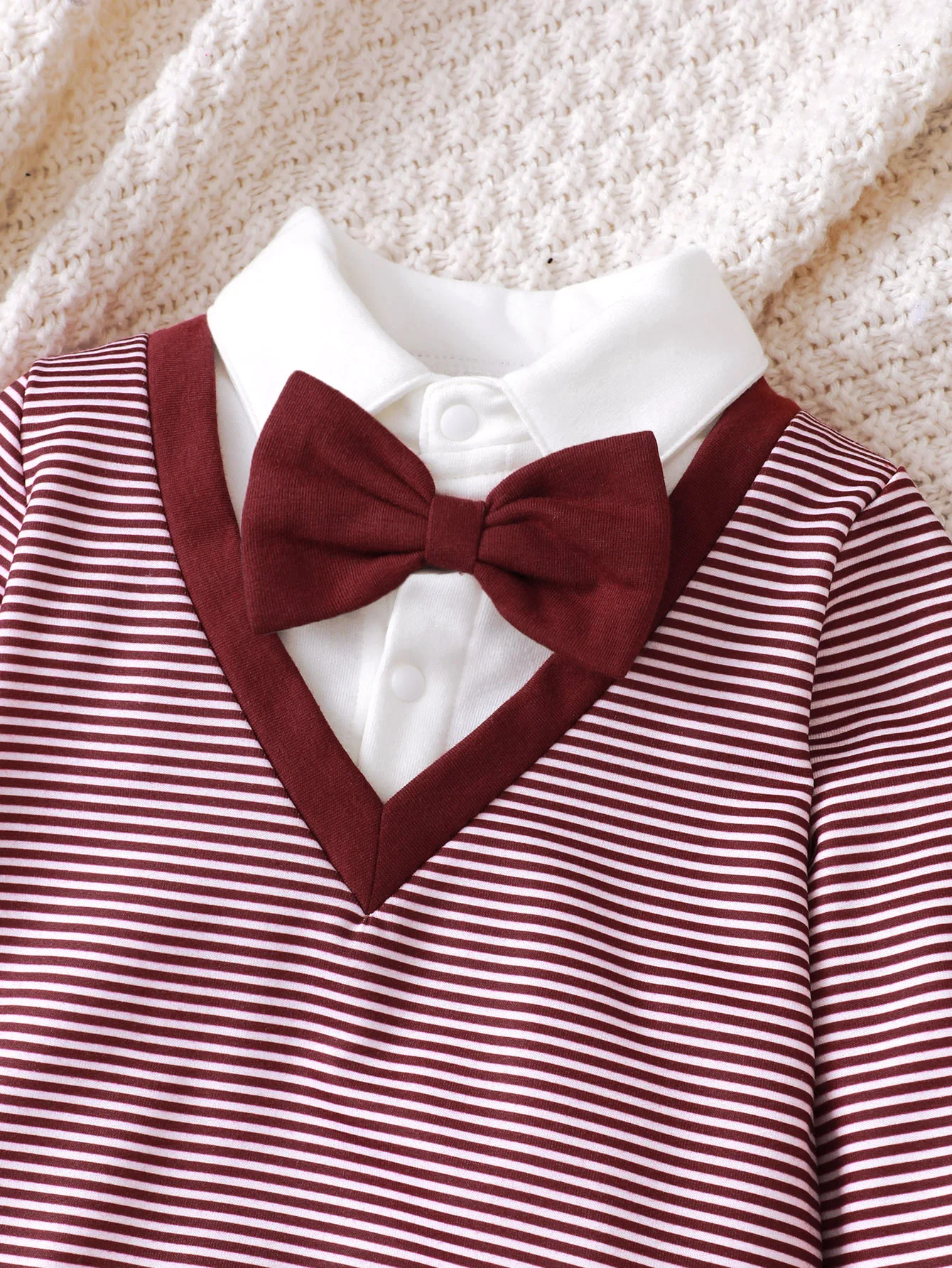 Conjunto de roupas e calças listradas com laço para meninos, 2 peças, primavera e outono, para meninos de 0 a 3 anos, festas da moda, festivais, roupas masculinas