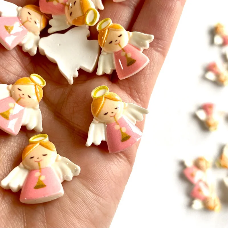 Set of 5/10 Mini Resin Angel charms Miniature, Flat Back Figurines Accessory, Christmas Crafts Project DIY Decoration