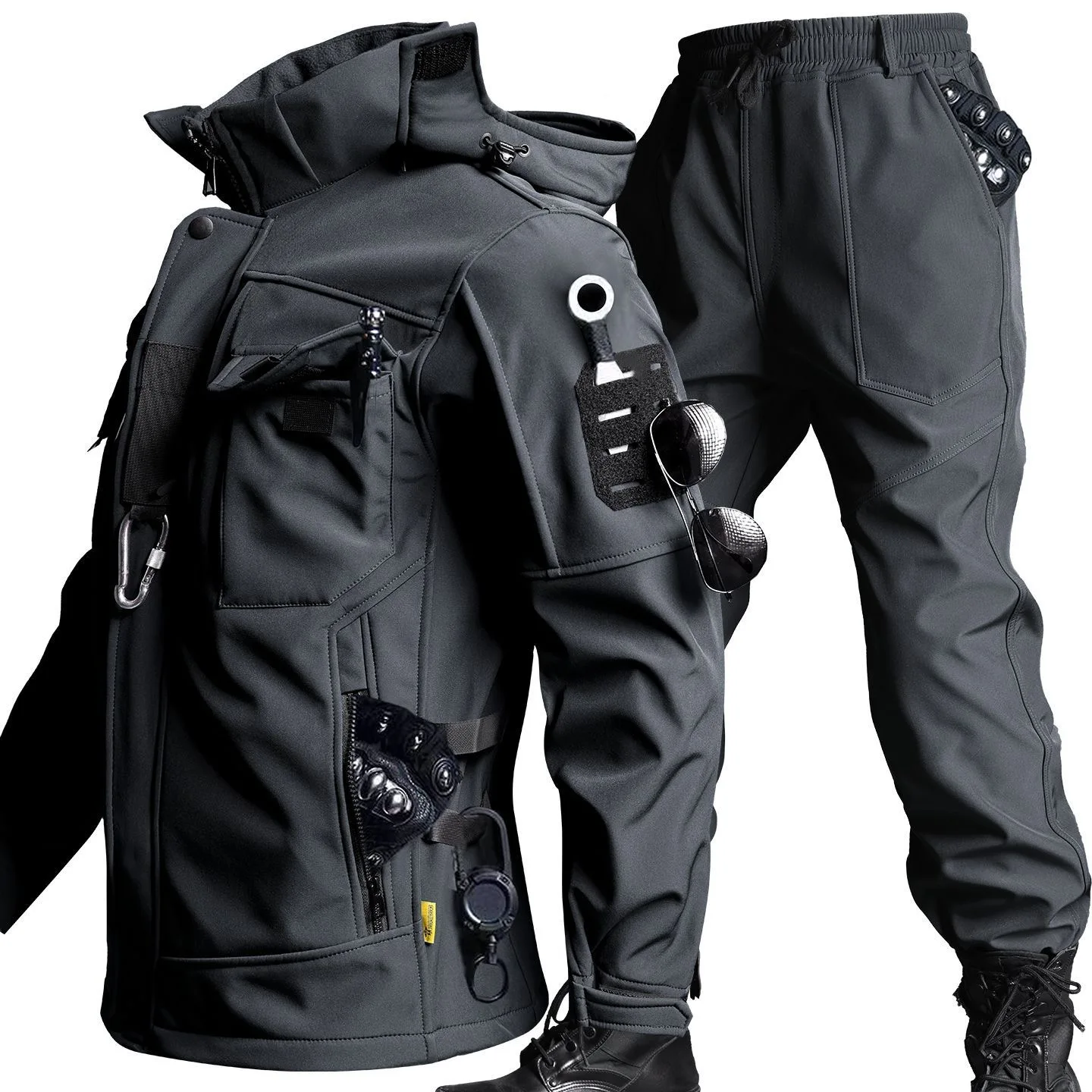 New Men'S Motorcycle Jacket With Autumn And Winter Velvet Training Set Anti-Wear Waterproof Cold Resistant Jacket Holiday Gifts