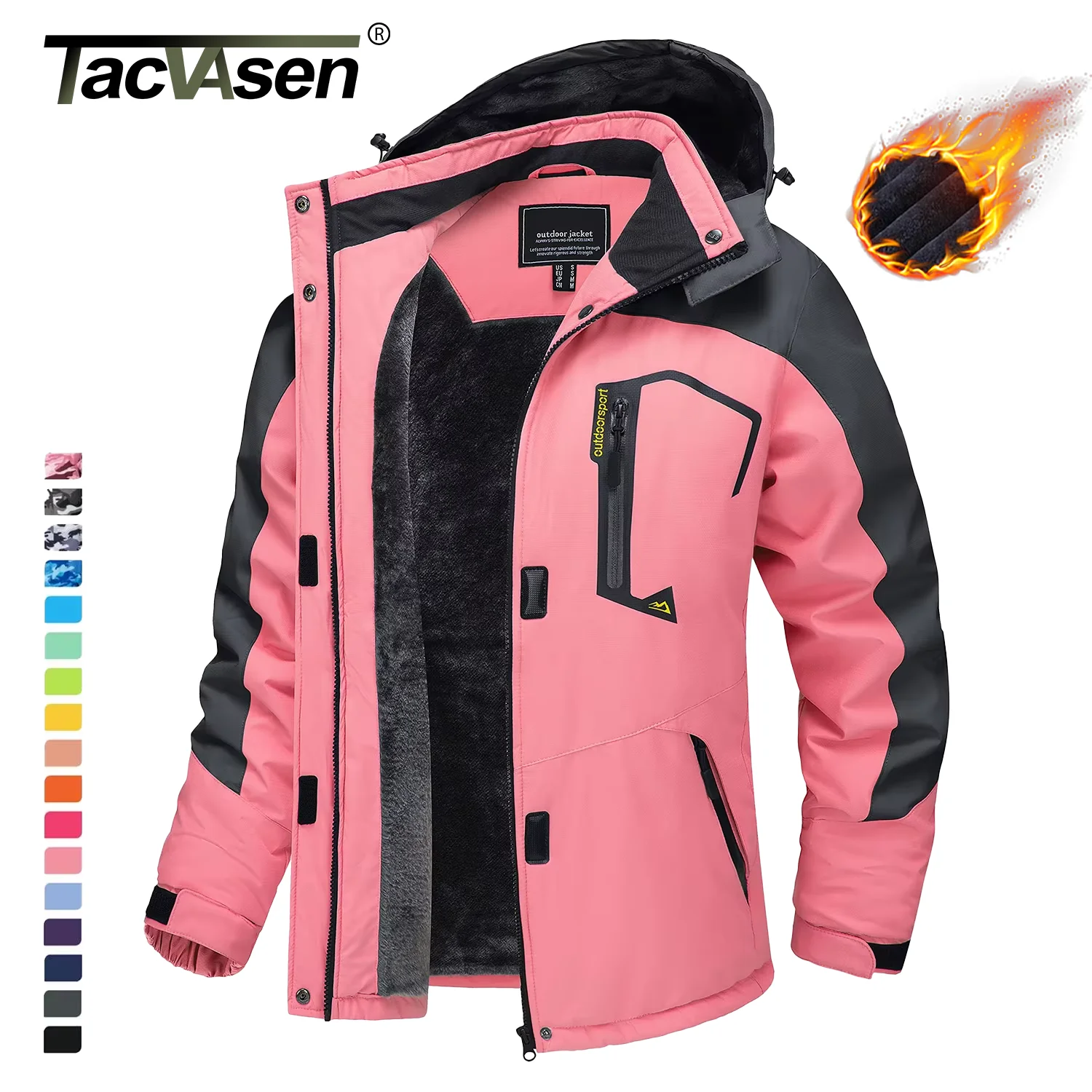 

TACVASEN зимняя лыжная куртка для сноуборда, женские водонепроницаемые термотяжелые флисовые куртки, повседневное рабочее дождевое пальто, ветровка, парка