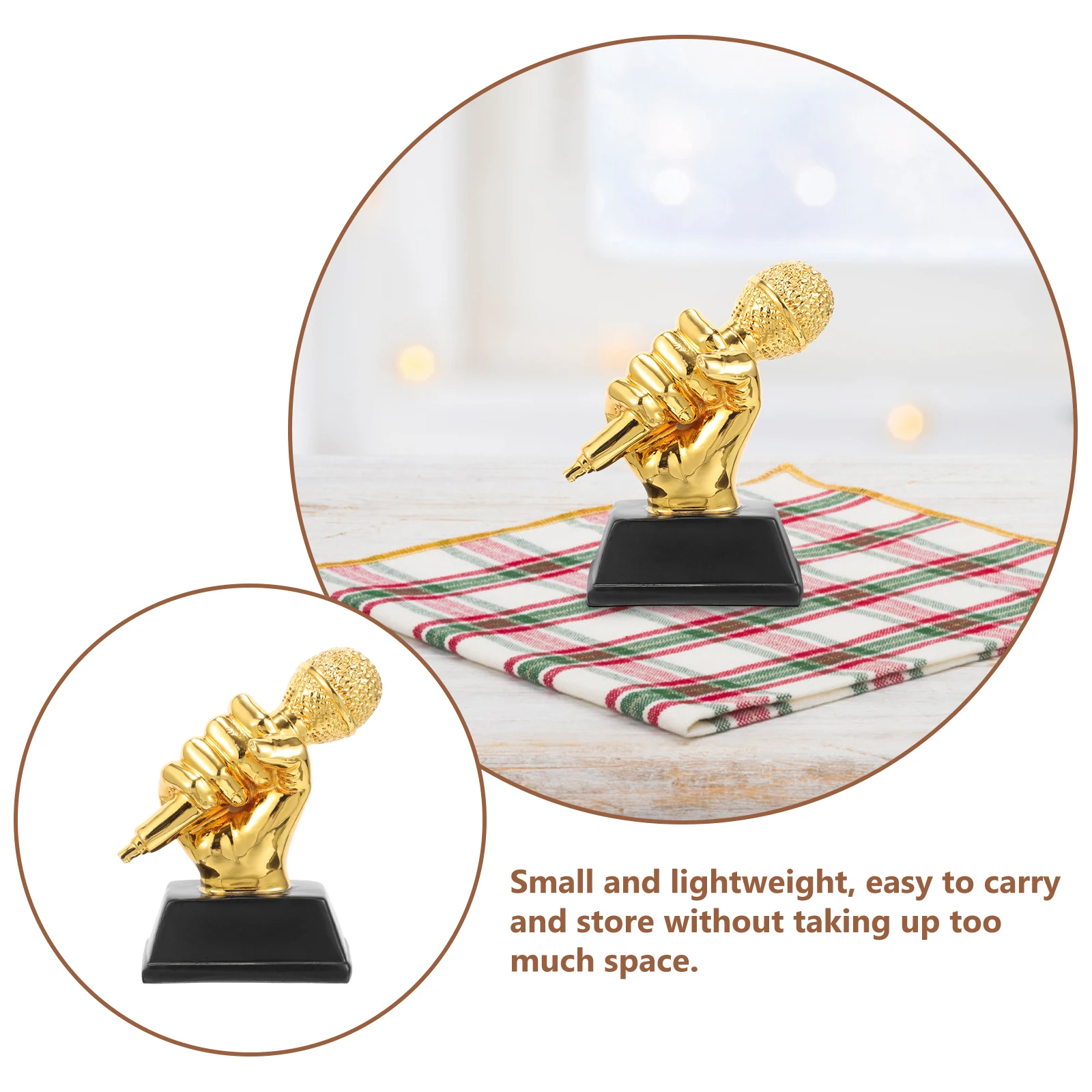 

Mini Music Trophy 12x6x13cm Resin Singing Microphone Award Competition Party Supplies Classroom Decorations Elementary School