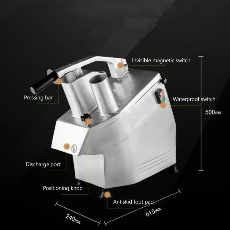 Kommerzielle Gemüseschneidemaschine Zwiebelschneidemaschine Elektrischer Kartoffelschneider Edelstahl Kohlzerkleinerer Maschine