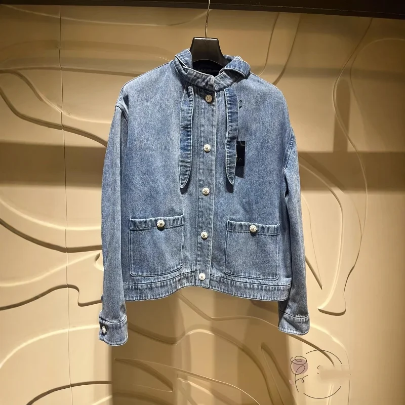 Ele عارضة الكورية فضفاض الدنيم Jaet انفصال طوق Waed القطن السيدات ort ملابس خارجية مريحة تناسب معطف الخريف #3