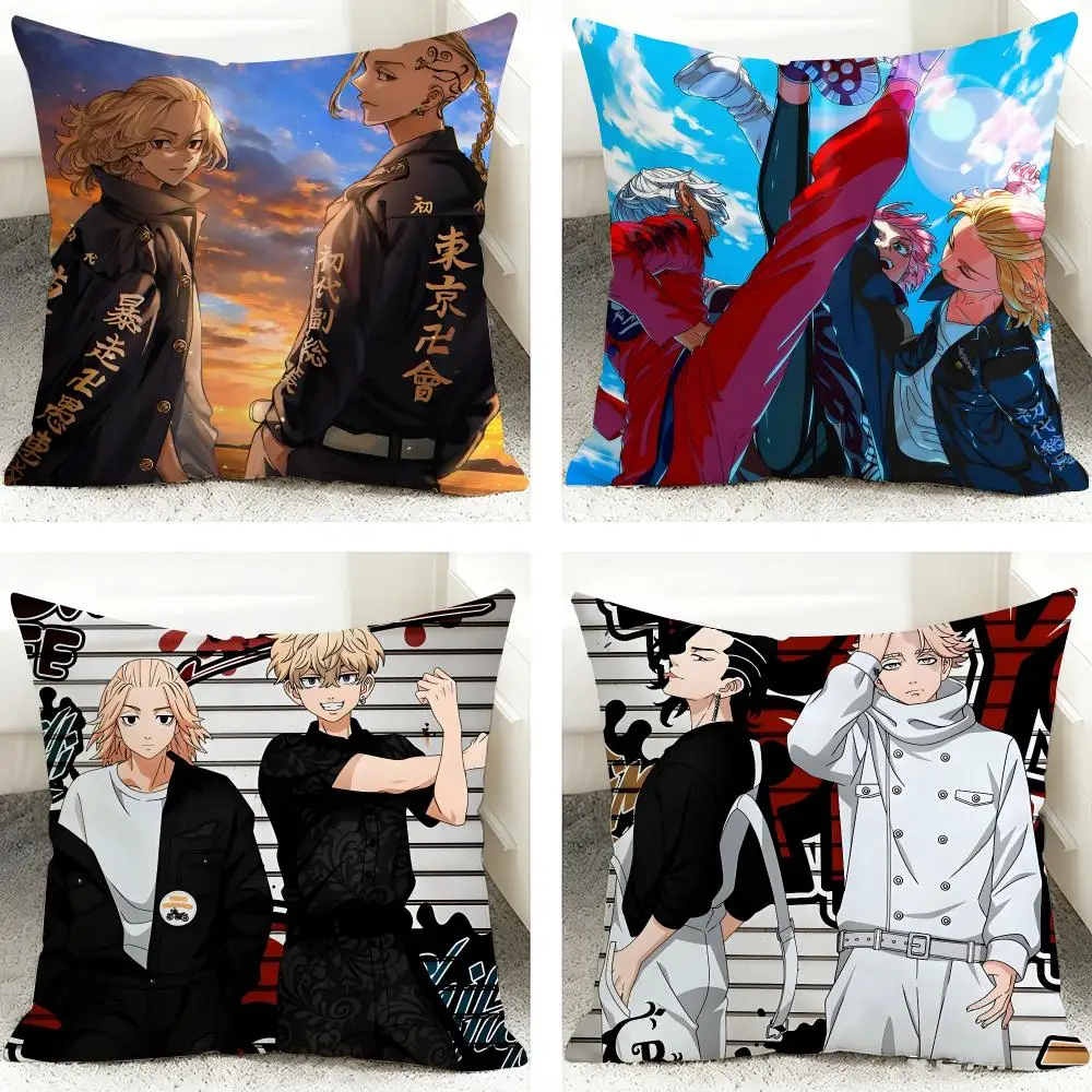 Anime T-Tokyo Revengers Cushion Cover 40x40cm Square Decorative Sofa Cushion Cover Bedroom Living Room Home Decor Gift