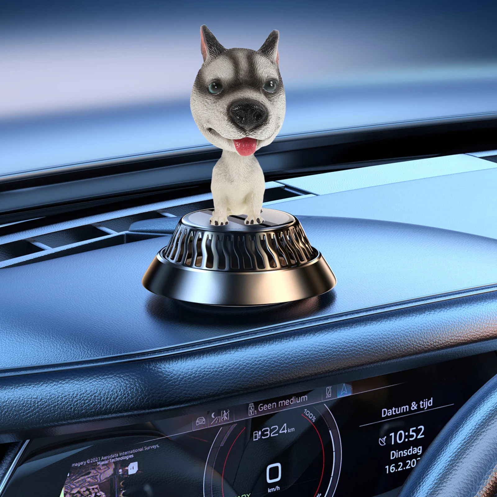 

Cute Cartoon Dog Car Ornament Resin Dash Decor Spring Mechanism Head Shaking Tail Wagging Accessories for Women