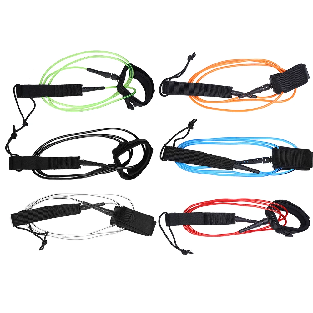 5.5mm 6FT Surfboard Leash Anti-lost TPU Double Swivels Straight Safe Rope Water Sports Surfboard Leash with Hook Loop Closure