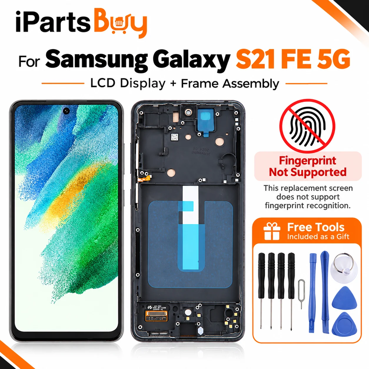 For Samsung Galaxy S21 FE 5G SM-G990B TFT LCD Display Assembly Replacement with Frame Not Supporting Fingerprint Identification