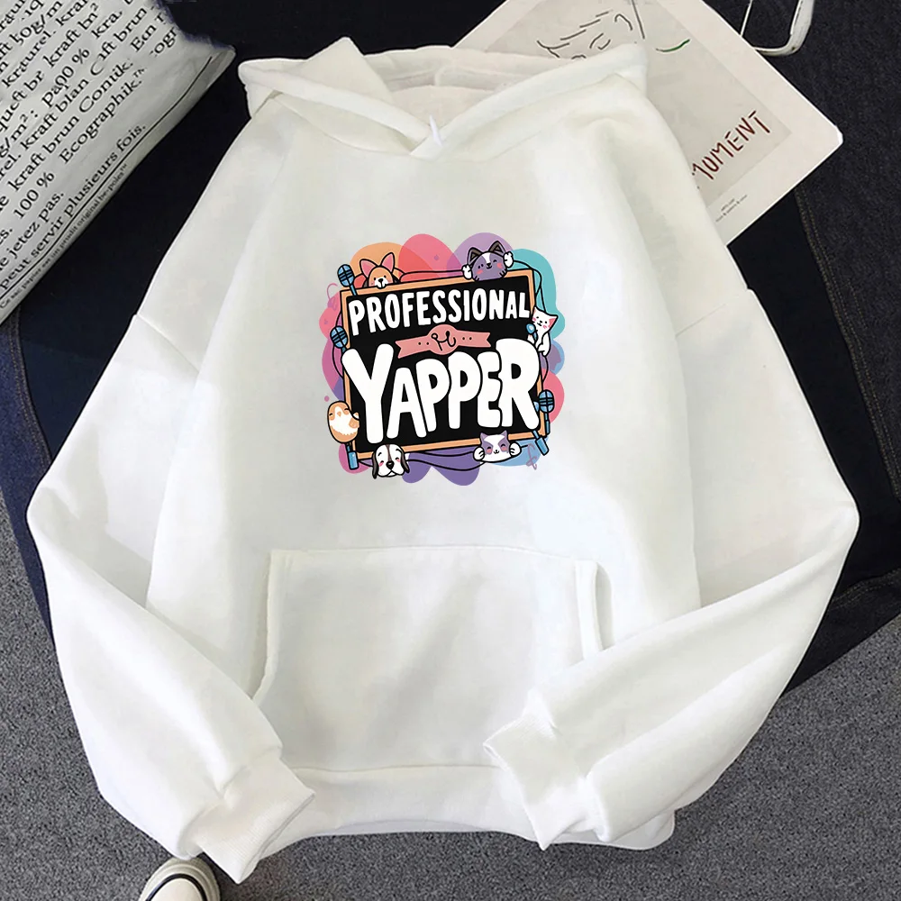 Yapper Meme Kat Hoodie Cartoon Print Fleece Sweatshirt Met Capuchon En Zak Schattige Kleding Sudaderas Con Capucha Kawaii Zachte Hoody