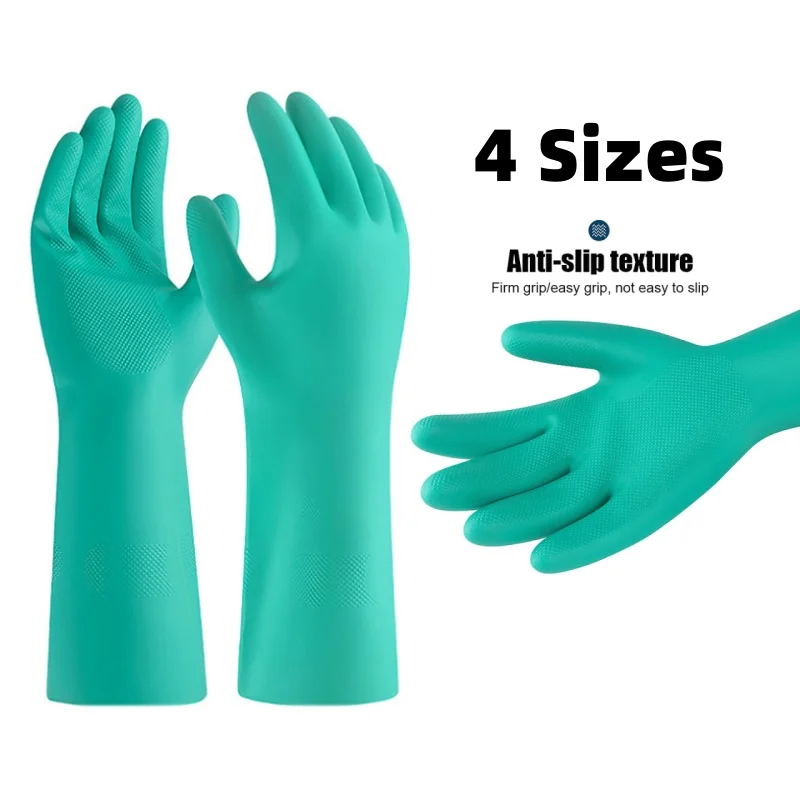 1Pair Nitrile Solvent Gloves Oil resistant Slip-Resistant Glove Chemical Household Cleaning Tools Waterproof Long Glove