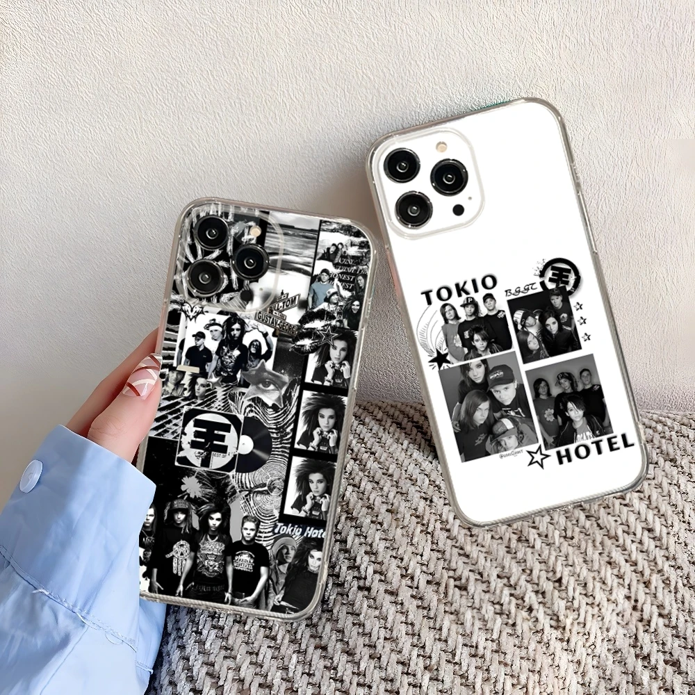 T-tokio Hotel Phone Case for iphone 16 15 14 13 12 Pro Mini 11 Max Xr Xs Plus Transparent silicone Cover