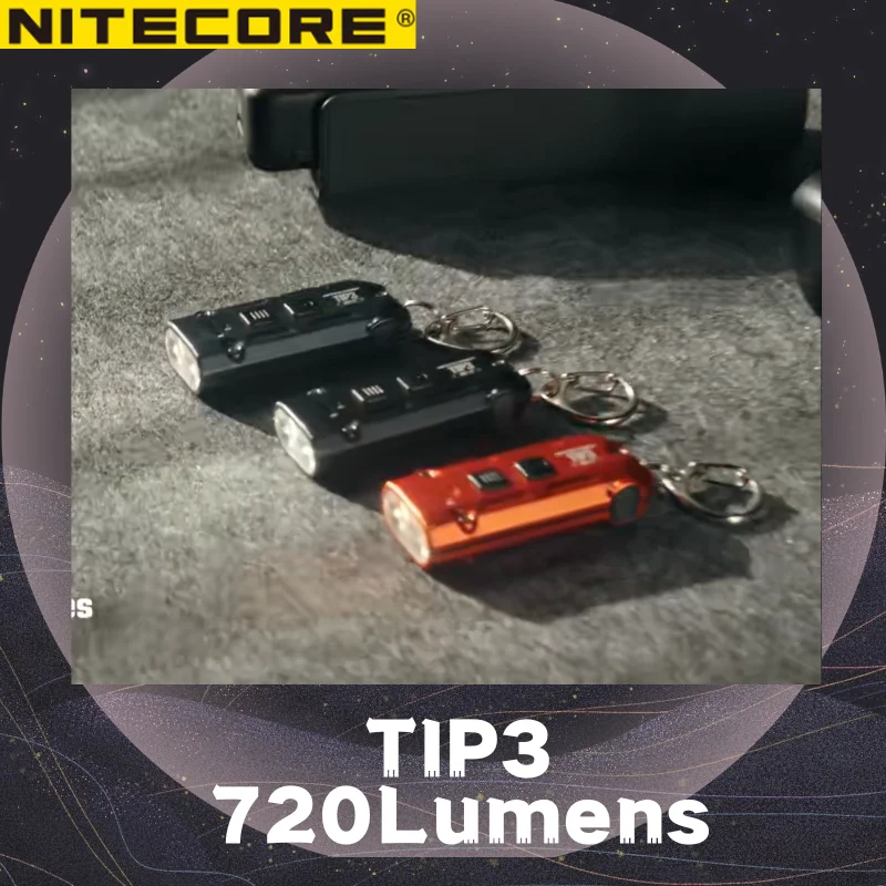 TIP3 Schlüsselanhängerlampe 720 Lumen NITECORE Mehrfarbige Temperaturanzeige USB-C Wiederaufladbare EDC-Taschenlampe