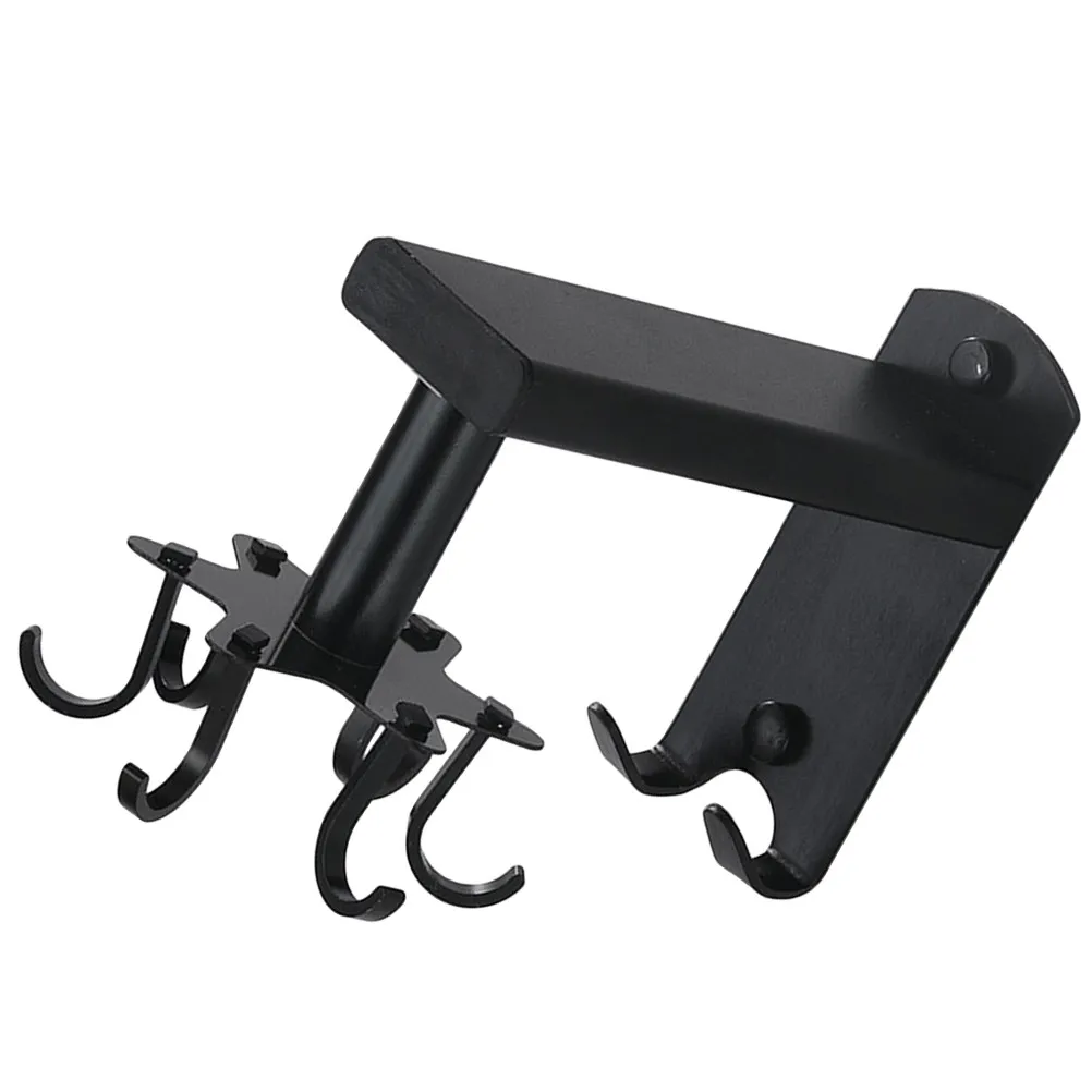 Wall mounted cookware rack for kitchen organizers to save kitchen space, black space aluminum with 6 rotatable hooks